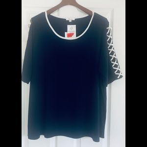 Dressy top - navy and white